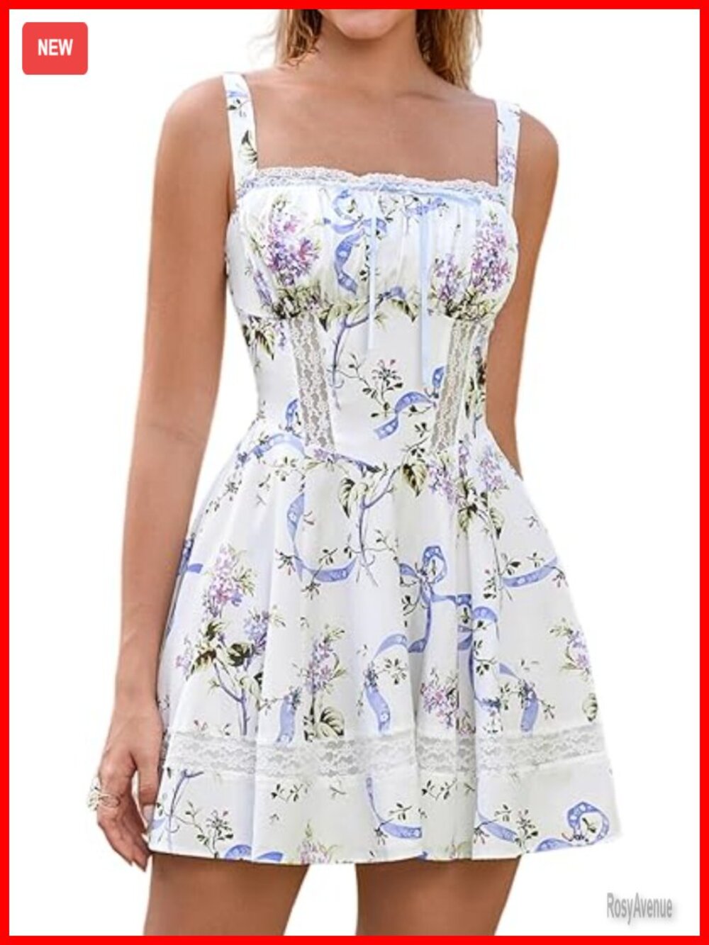 Lace Floral Mini Dress Corset Flowy A Line Cute Short Graduation Dresses
